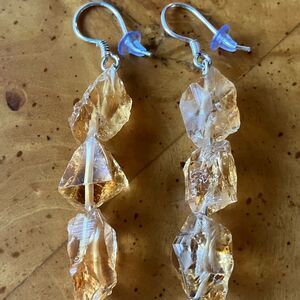 Large Brazilian Citrine Sterling Silver Dangle Earrings
